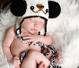 pdf crochet pattern( how to tutorial) Panda hat size newborn- 1 years