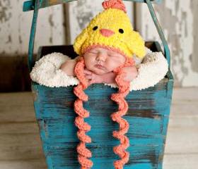 pdf crochet pattern( how to tutorial) baby chick hat size newborn- 1 years