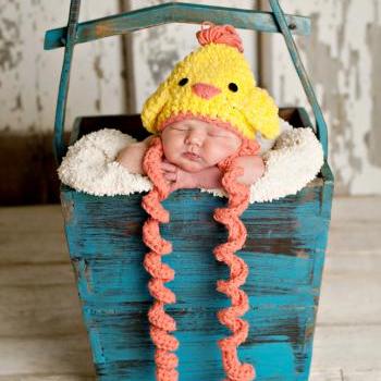 pdf crochet pattern( how to tutorial) baby chick hat size newborn- 1 years